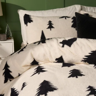 The Range OHS Xmas Tree Teddy Duvet Cover - Monochrome / Single