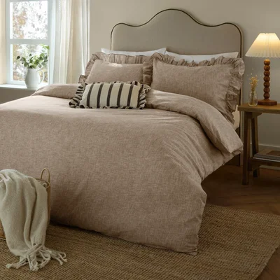 The Range Margot 100% Cotton Duvet Cover Set - Brown / 1.2kg