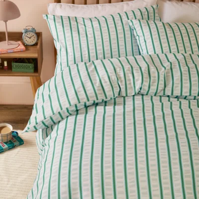 The Range Hettie Soft Touch Striped Duvet Cover Set - Blue / King