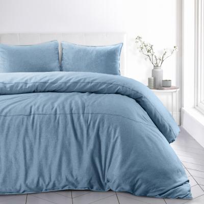 The Range Stonewash Denim Linen Duvet Cover and Pillowcase Set - Blue / 200cm