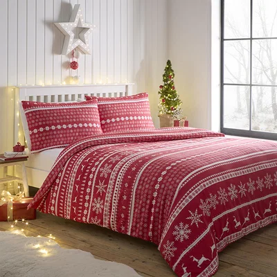 The Range Charlotte Thomas Nordic Stripe Brushed Cotton Duvet Cover set - Red / Double