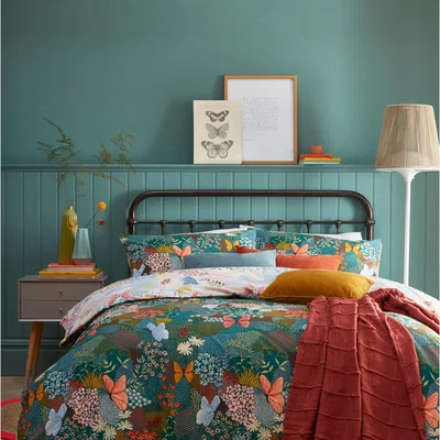 The Range Reversible Butterflies Duvet Cover Set - Teal