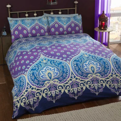 The Range Asha Pollycotton Duvet Cover with Pilllowcase - Sapphire