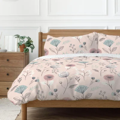 The Range Olia Reversible Polycotton Duvet Cover Set - Blush / Single