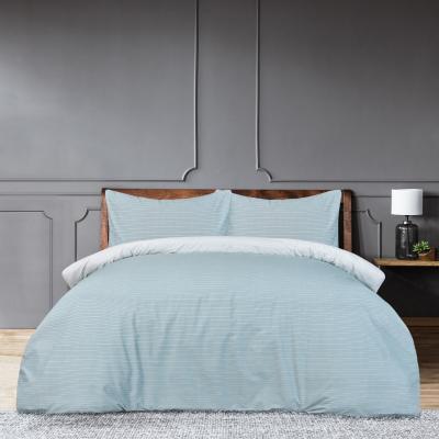 The Range Luxury Super Soft Reversible Pinstripe Duvet Cover Set - Blue / Single