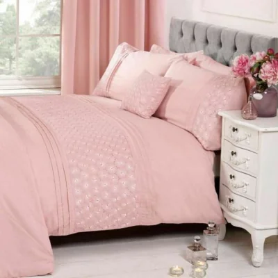 The Range Rapport Everdean Embroidered Duvet Cover Set - Pink