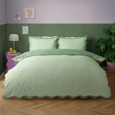 The Range Wiggle Scalloped Duvet Cover Set - Green / King
