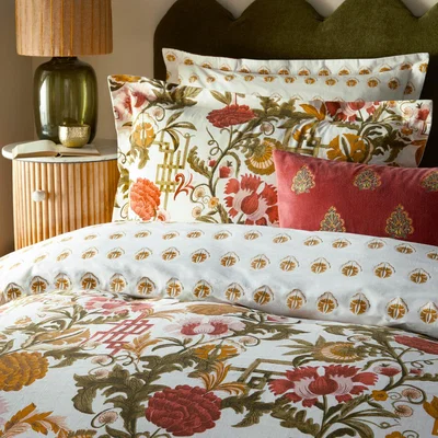 The Range Ishana Floral Duvet Cover Set - Russet / Super King