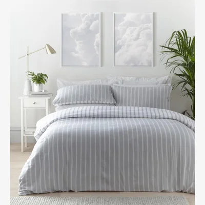 The Range Harvard Stripe Print Duvet Cover Set - Grey