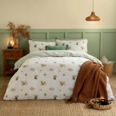 The Range Pumpkin Spice Brushed Cotton Reversible Duvet Cover Set - White / Single