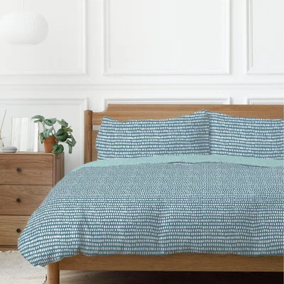 The Range Arri Ocean Reversible Duvet Cover and Pillowcase Set - Teal / Double