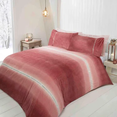 The Range Diamante Ombre Faux Fur Duvet Cover - Pink