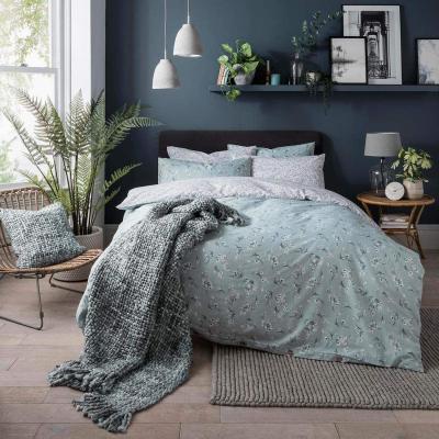 The Range Fat Face Brush Stroke Floral 180TC Reversible Duvet Cover Set - Green