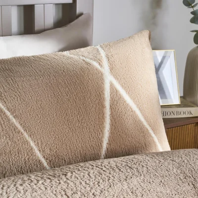 The Range OHS Diamond Check Teddy Fleece Duvet Cover Set - Natural / 31cm / 1.96kg