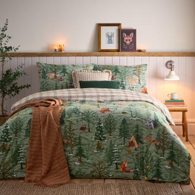 The Range 100 Brushed Cotton Duvet Cover Set - Oak Green