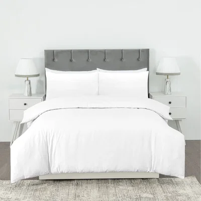 The Range Hotel Quality Stripe Duvet Cover Set White - White