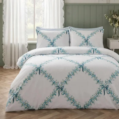 The Range OHS Floral Lattice Waffle Duvet Cover Set - Ivory - Double