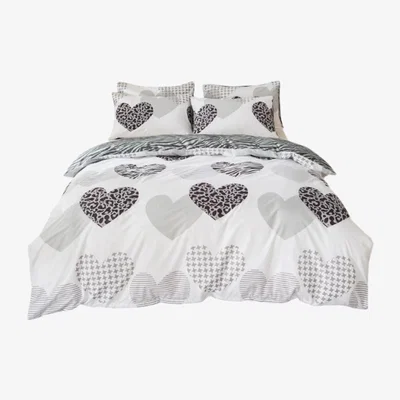The Range 3 Piece Love Heart Duvet Cover Set - White / Double
