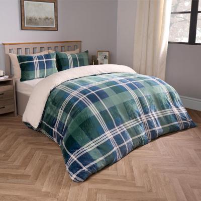The Range Hudson Check Sherpa Fleece Duvet Cover Set - Navy / Double