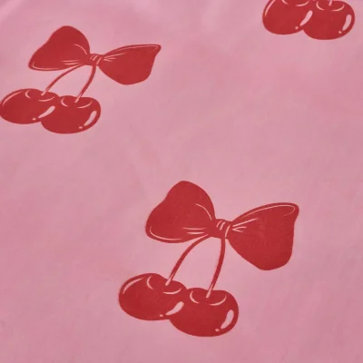 The Range OHS Cherry Bow Print Reversible Duvet Cover Set - Pink/Red / 0.99kg