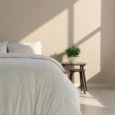 The Range Everyday Luxury Cotton Duvet Cover Set Warm Pebble - White / King