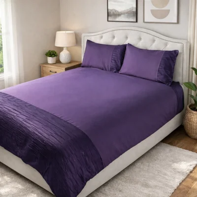 The Range Voltico Luxury Textured Jacquard Duvet Cover Set - Plum / Double