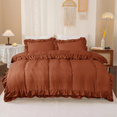 The Range New Ruffled Borders Duvet Cover Set - Rust / King