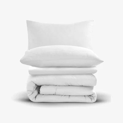 The Range Soft Touch Plain Microfibre Duvet Cover and Pillowcase Set - White / Double