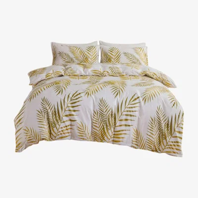 The Range 3 Piece Leaf Duvet Cover Set - White / Double