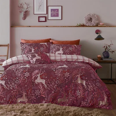 The Range Winter Stags Duvet Cover Set - Red / Double