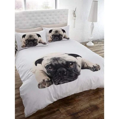 The Range Pug Duvet Cover Set - AG1105 - Brown/White