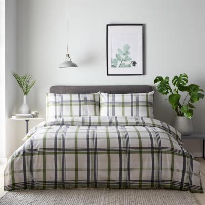 The Range Prague Check Duvet Cover Set - Green / Superking