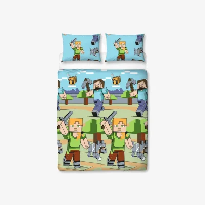 The Range Minecraft Adventure Reversible Duvet Cover Set - Blue/Green