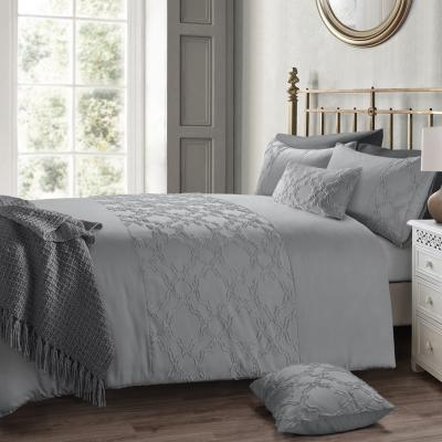 The Range Tufted Keira Soft Touch Duvet Cover  Pillowcase Set - Grey