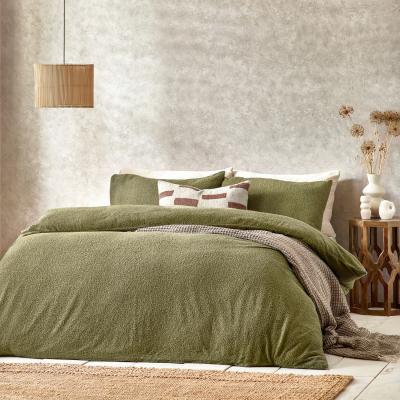 The Range Boucle Textured Duvet Cover Set - Olive / King