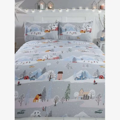 The Range Rapport Winter Town Christmas Duvet Cover Set - Grey/White