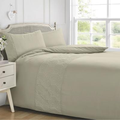 The Range Quilted Floral Pinsonic Microfibre Duvet Cover and Pillowcase Set - Taupe / Double
