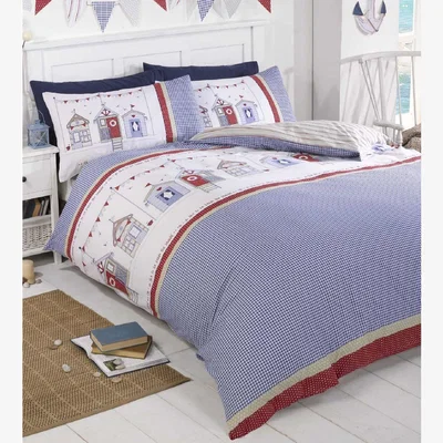 The Range Beach Huts Seaside Duvet Cover Set - Blue