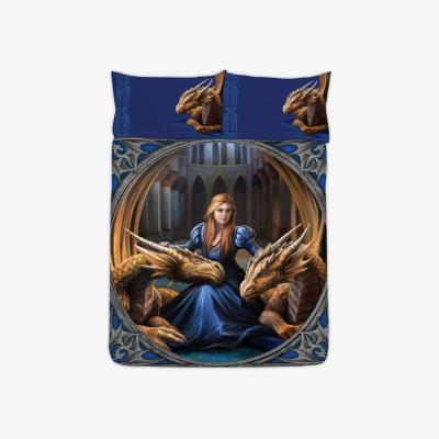 The Range Fierce Loyalty Dragon Duvet Cover Set - AG1435 - Blue/Brown