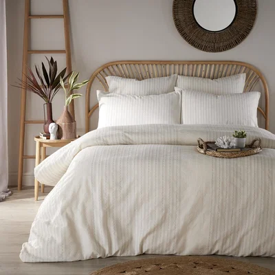 The Range Loom Range Dobby Waffle Duvet Cover Set - White - White / 0.97kg