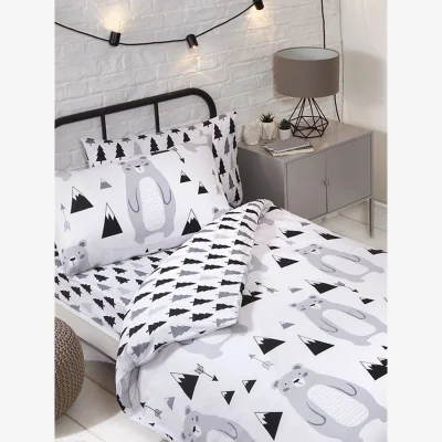 The Range PriceRightHome Scandi Bear Duvet Cover Set - Grey/Black/White