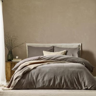 The Range Malton Stripe 100 Cotton Duvet Cover Set - Mole / Double