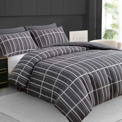 The Range Alston Brushed Microfiber Duvet Cover Set with Zipper Closure - Charcoal / Superking