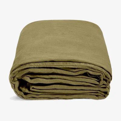 Soho Home Luna Linen Duvet Cover Olive, Emperor
