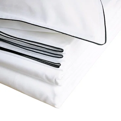 Wolf & Badger White / Silver Heritage Emperor Duvet Cover - White With Navy Trim | Uk Emperor | London & Avalon