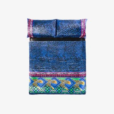 Wolf & Badger Blue Animalier 100% Silk Duvet Cover Gelso Milano