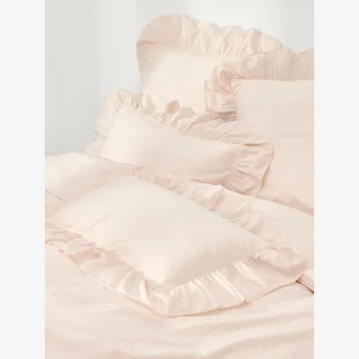 Westwing Washed Cotton Percale Duvet Cover Louane with Ruffles
