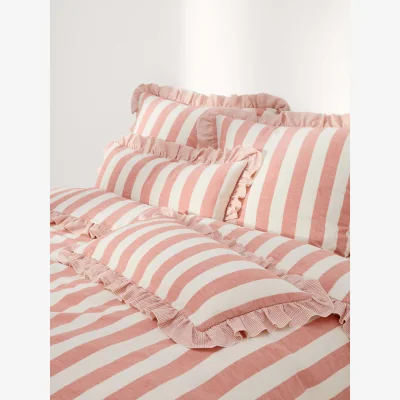 Westwing Ruffled Linen-Cotton Duvet Cover Posie
