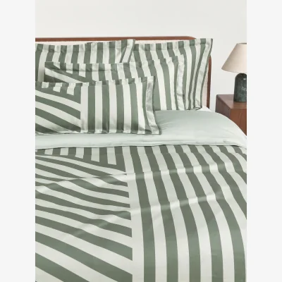 Westwing Striped Oxford Cotton Satin Duvet Cover Brendan