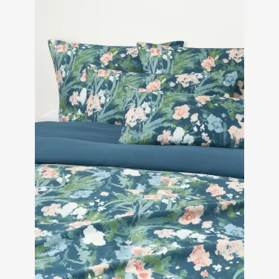 Westwing Cotton Sateen Duvet Cover Anthea with Floral Pattern
